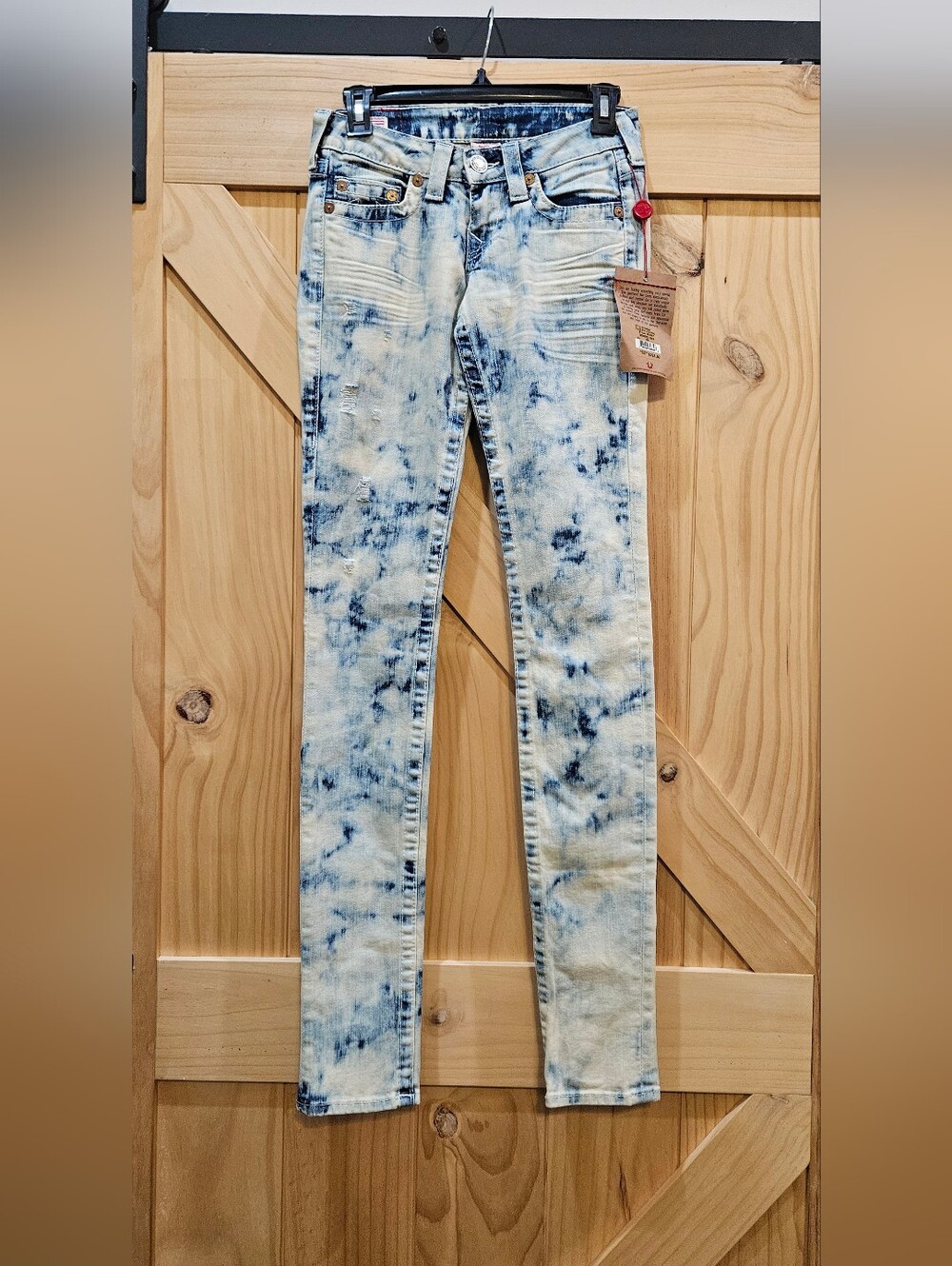 NWT | True Religion Distressed Acid-Wash Stella Skinny Jeans | Size 25